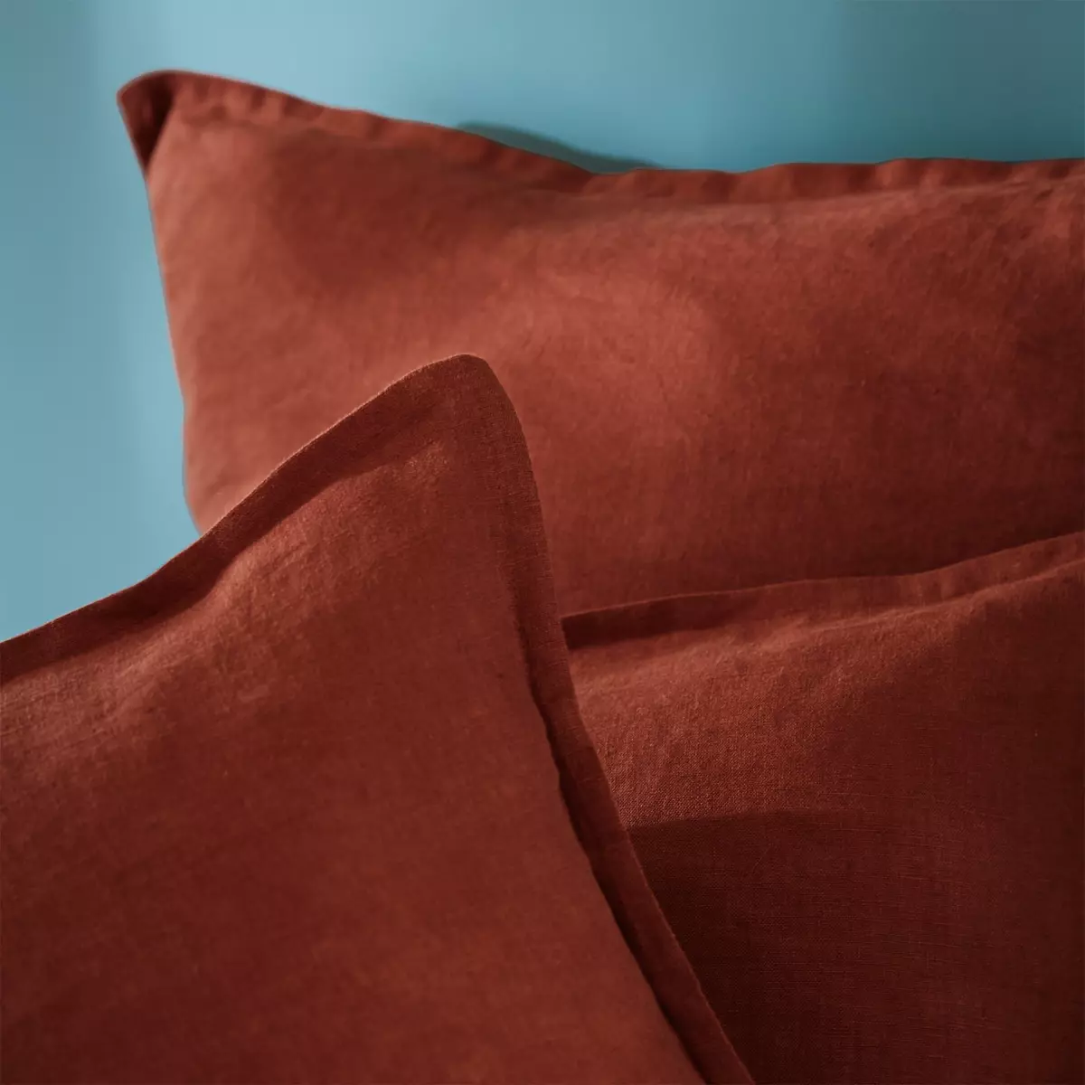 Funda de almohada rectangular en lino lavado (70 cm) Louise Terracota 3