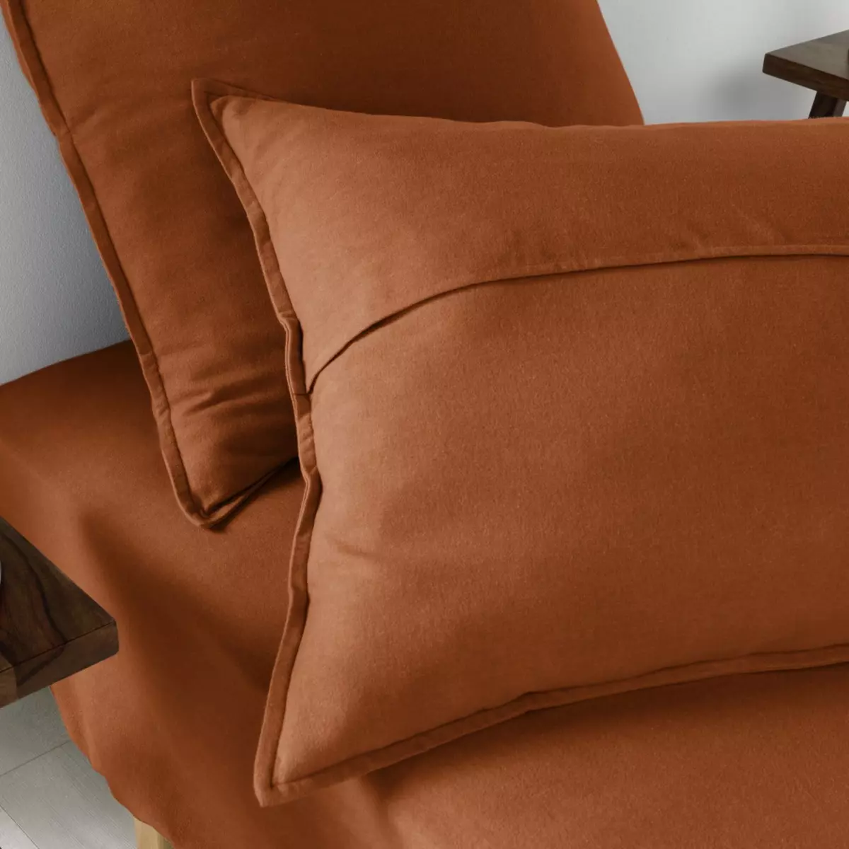 Taie d'oreiller rectangulaire flanelle de coton (70 cm) Théa Terracotta 2