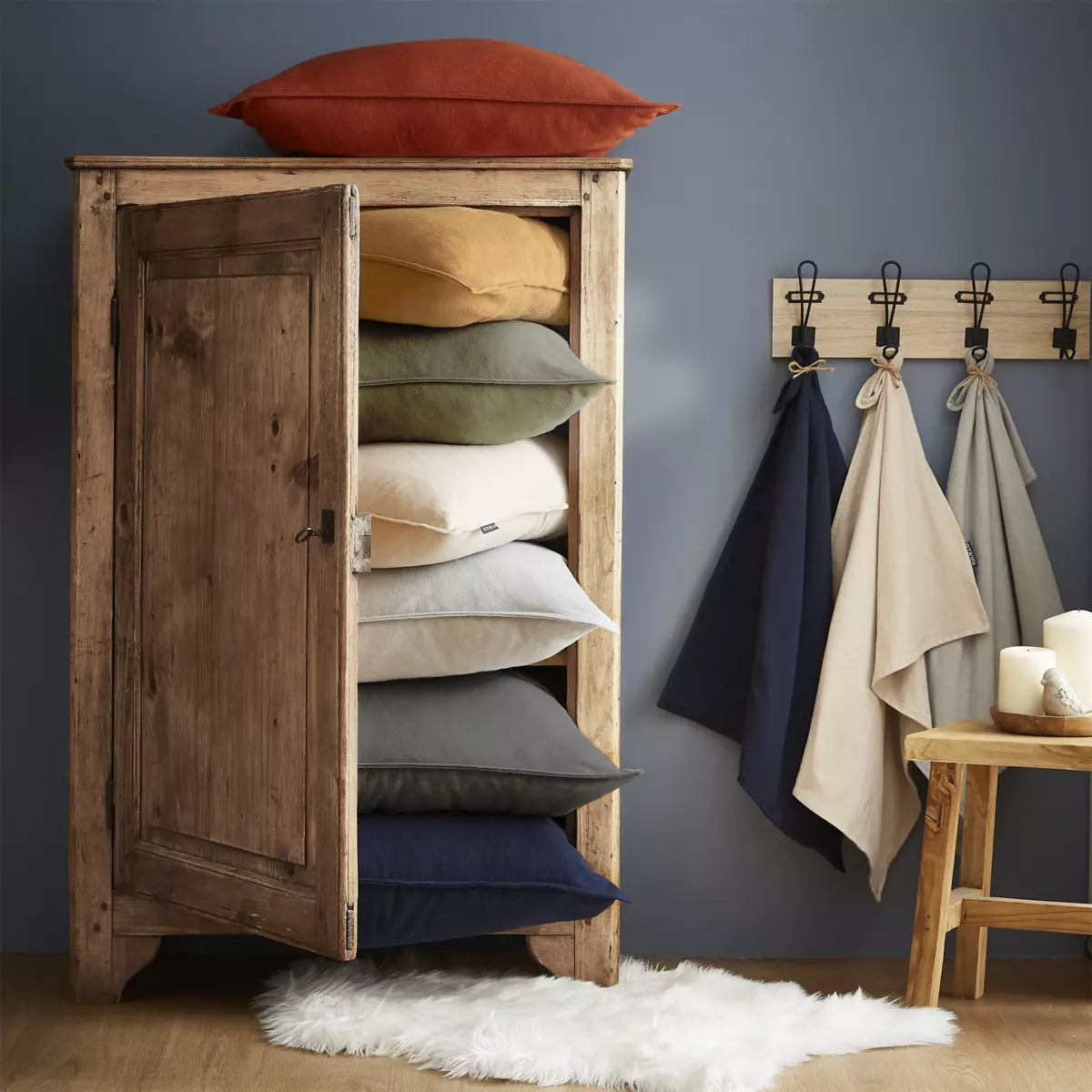 Federa quadrata flanella di cotone (63 cm) Théa Grigio chiaro 5