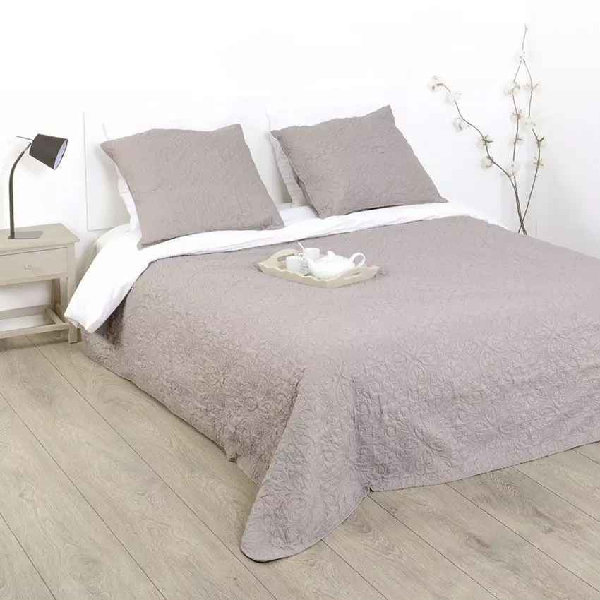 Tagesdecke & Kissenbezüge (240 x 260 cm) Arabeske Taupe 2