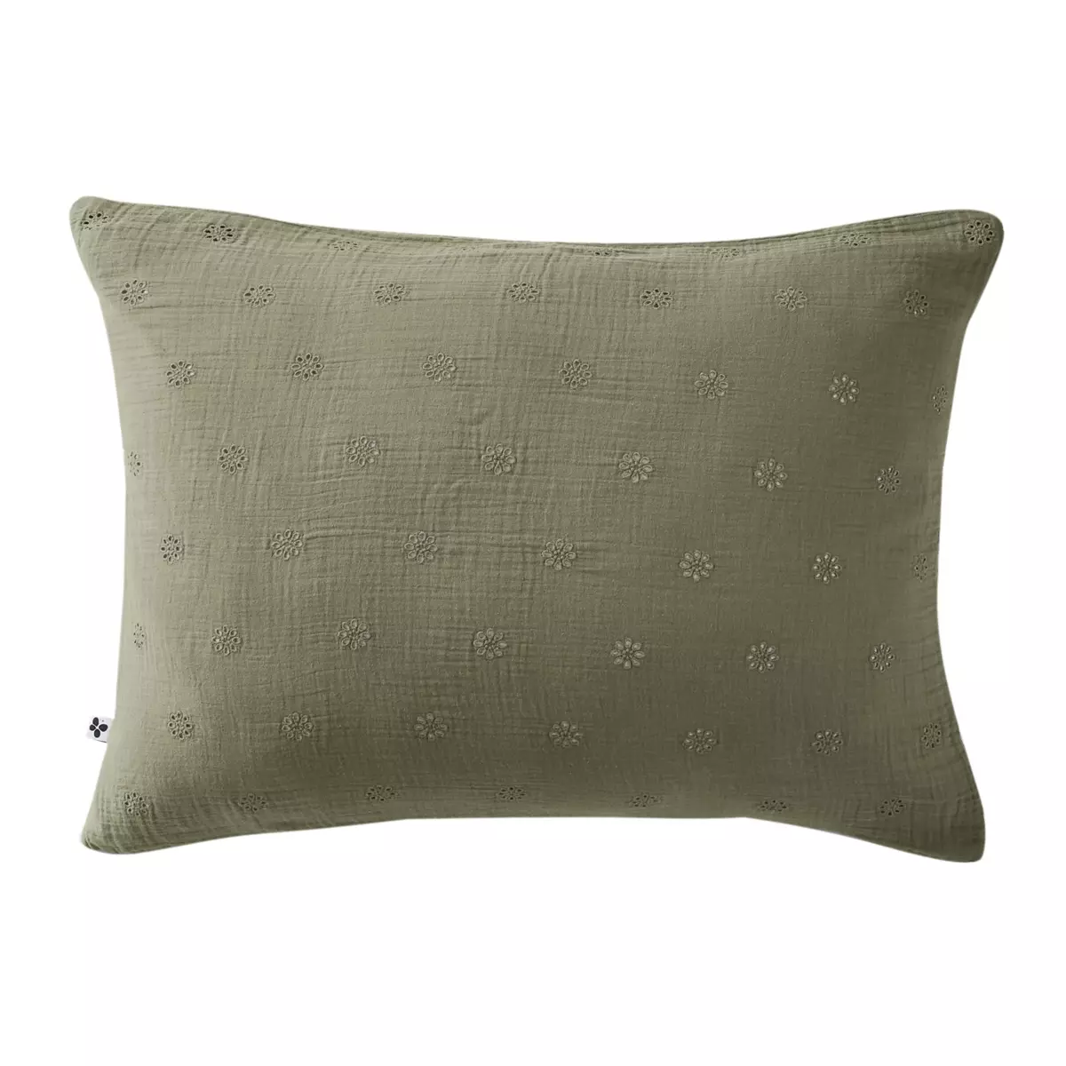 Taie d'oreiller rectangulaire gaze de coton (70 cm) Gaïa Boho Vert romarin 2