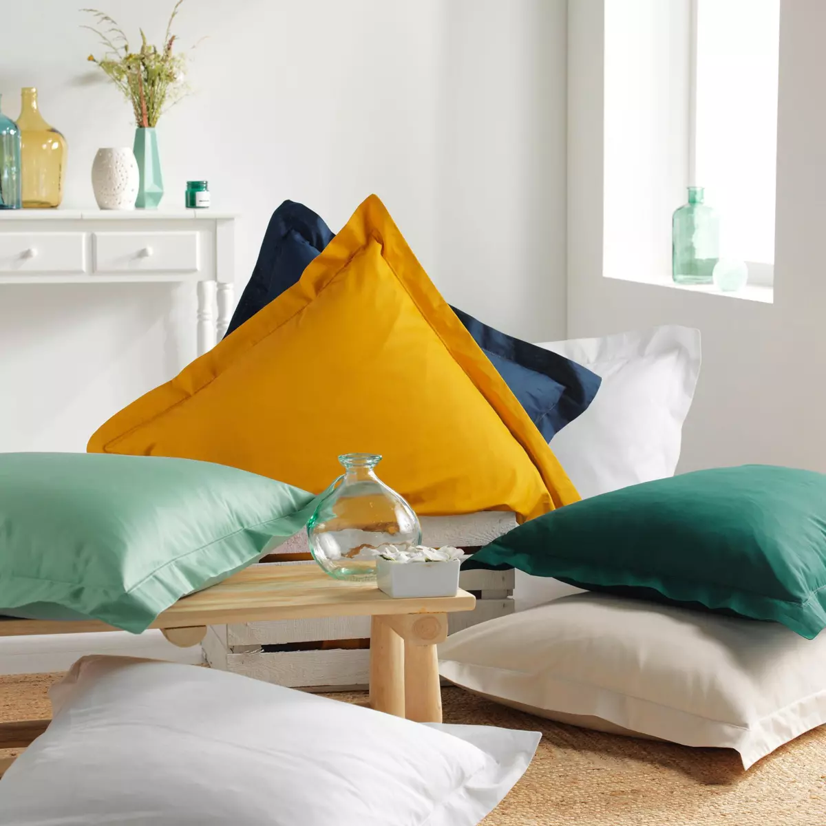 Taie d'oreiller carrée coton bio (63 cm) Biolina Blanche 5