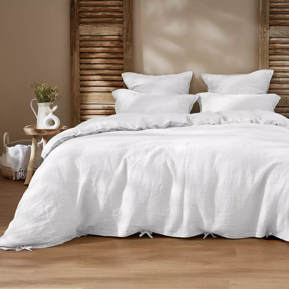 Kussensloop vierkant gewassen linnen (80 cm) Louise Wit