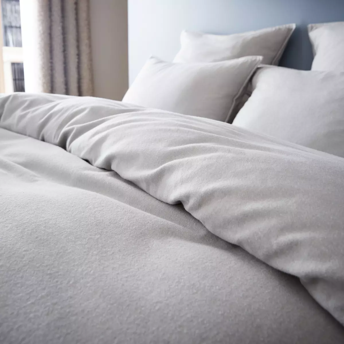 Housse de couette flanelle de coton (200 cm) Théa Gris clair 3