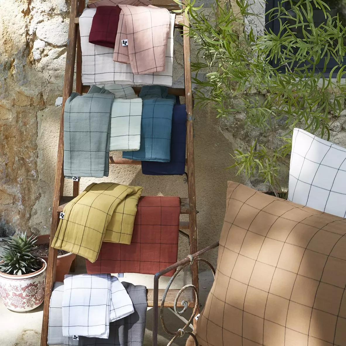 Federa quadrata garza di cotone (60 cm) Gaïa Match Verde rosmarino 3
