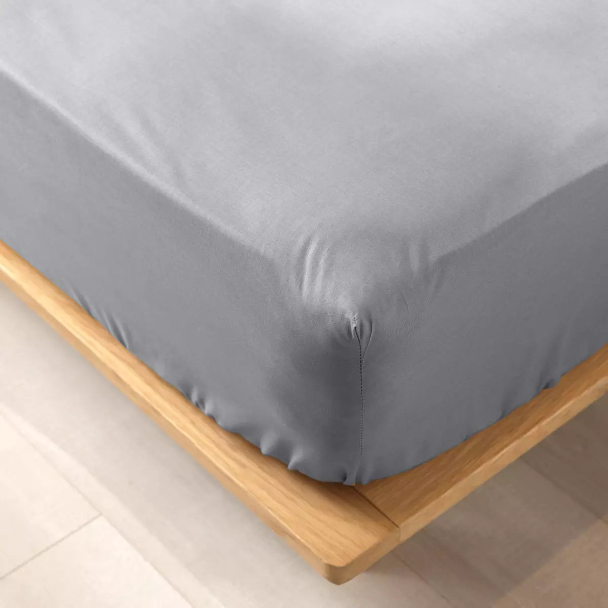 Drap housse coton bio (160 cm) Biolina Gris 1