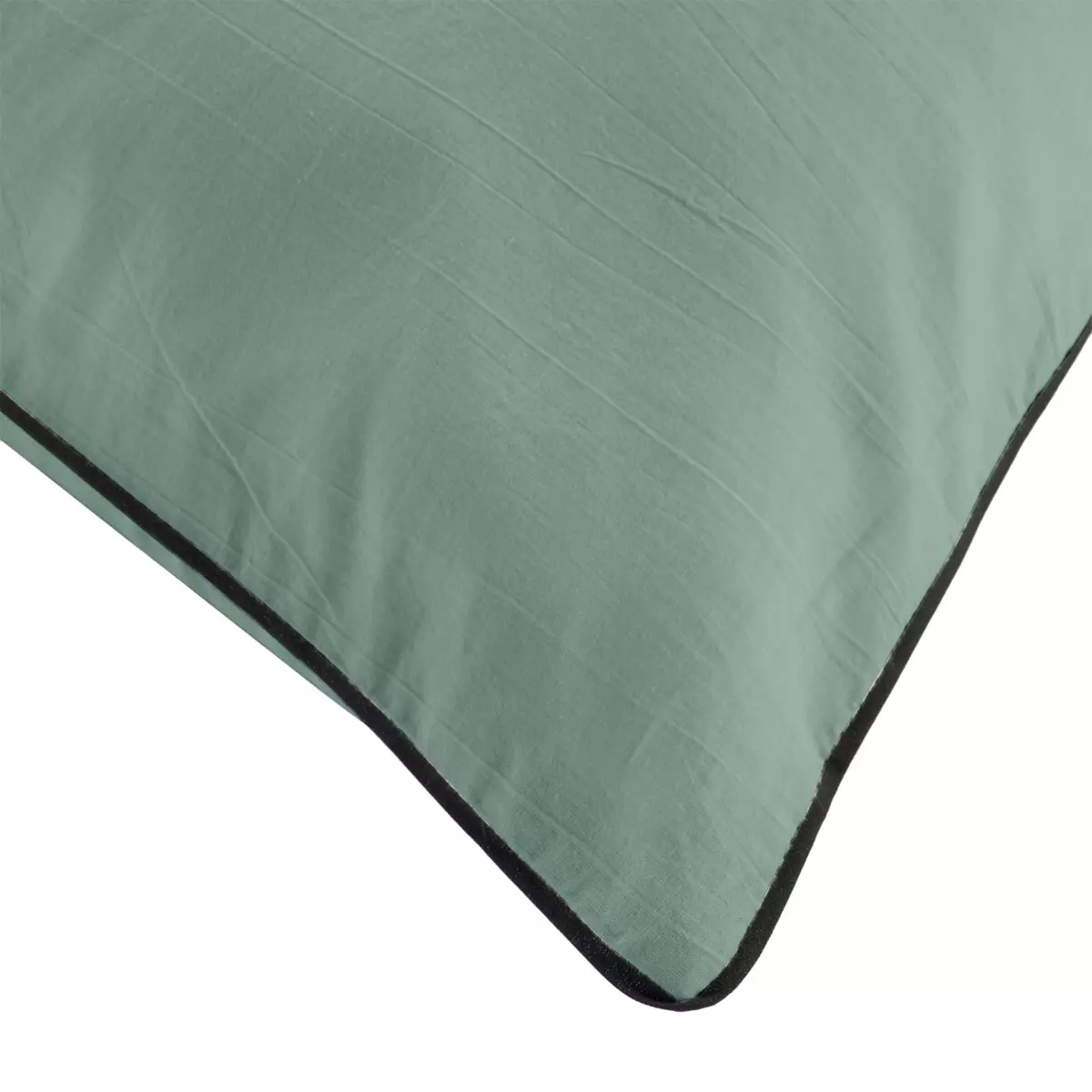 Housse de couette et deux taies coton lavé (260 cm) Linette Vert sauge 4