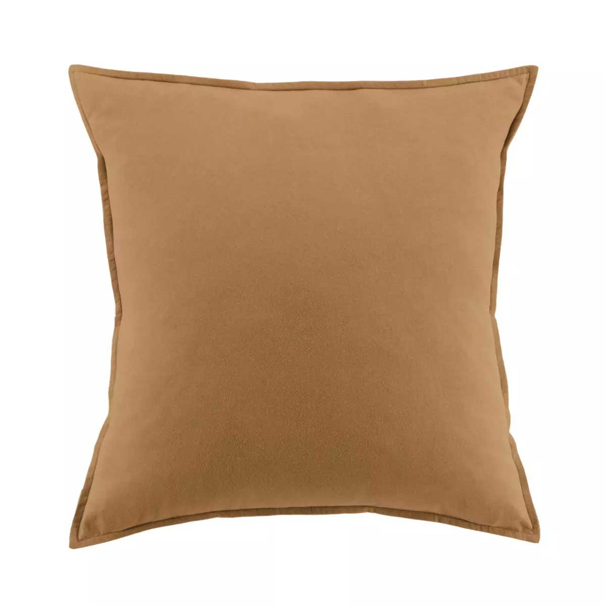 Taie d'oreiller carrée flanelle de coton (63 cm) Théa Camel 1