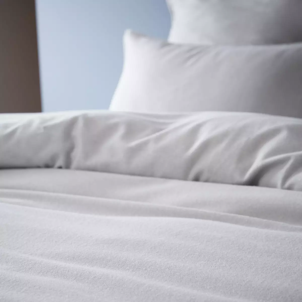 Housse de couette flanelle de coton (140 cm) Théa Gris clair 2