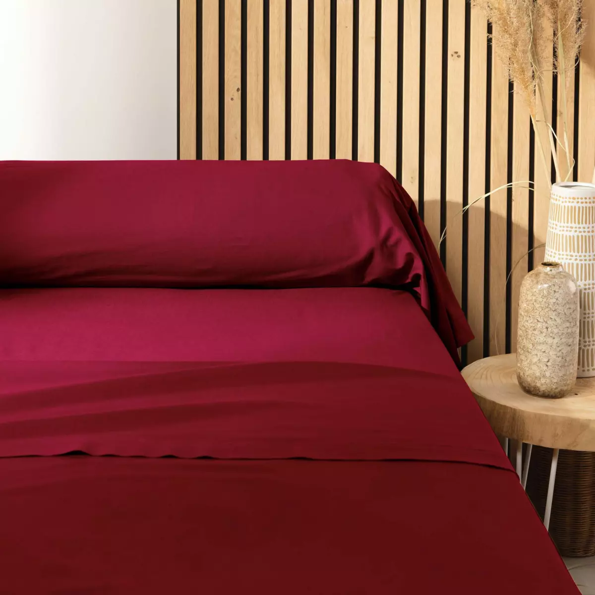 Taie de traversin coton bio (L185 cm) Biolina Bordeaux 1