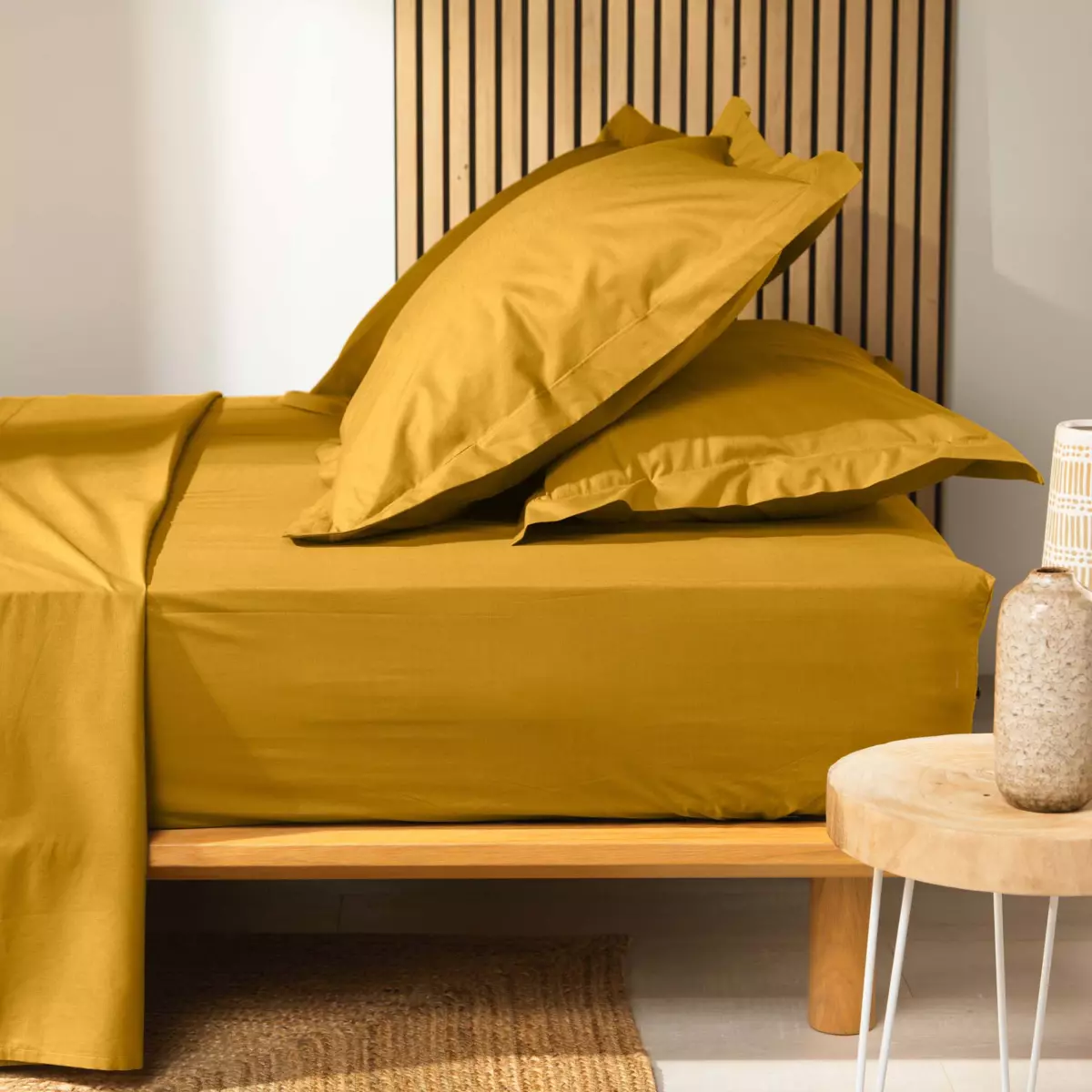 Drap housse coton bio (140 cm) Biolina Jaune ocre 2