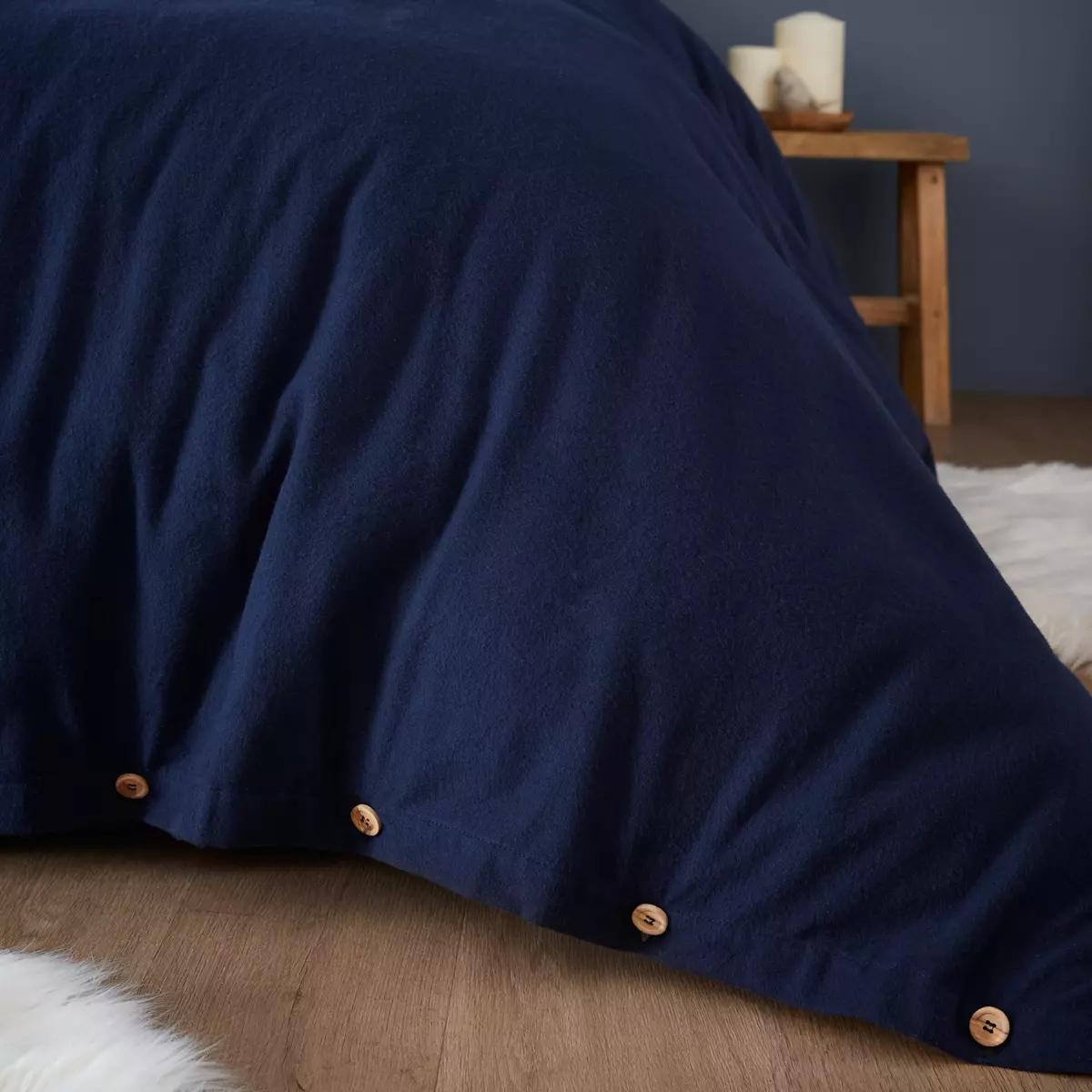 Copripiumino flanella di cotone (240 cm) Théa Blu notte 2