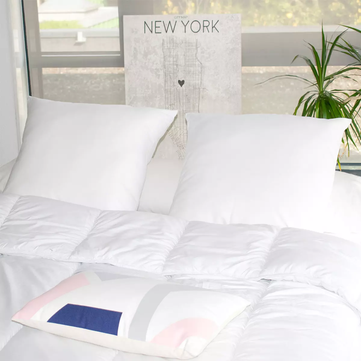 Lot de 2 oreillers carrés (60 cm) Respirants Blanc 2