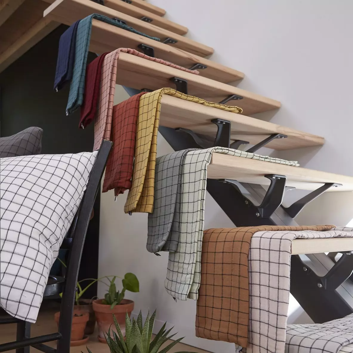 Taie d'oreiller rectangulaire gaze de coton (70 cm) Gaïa Mix Bleu canard 3