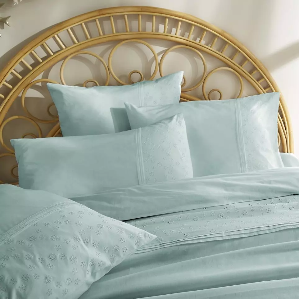 Funda para almohada cuadrada en algodón (L63 cm) Jeanne Azul claro 2