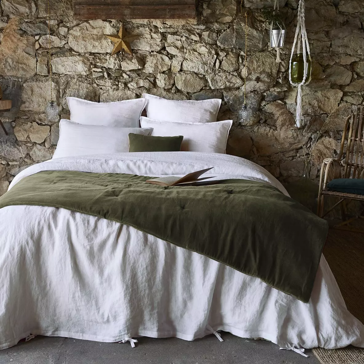 Edredón en terciopelo de algodón (90 x 200 cm) César Verde tomillo 3