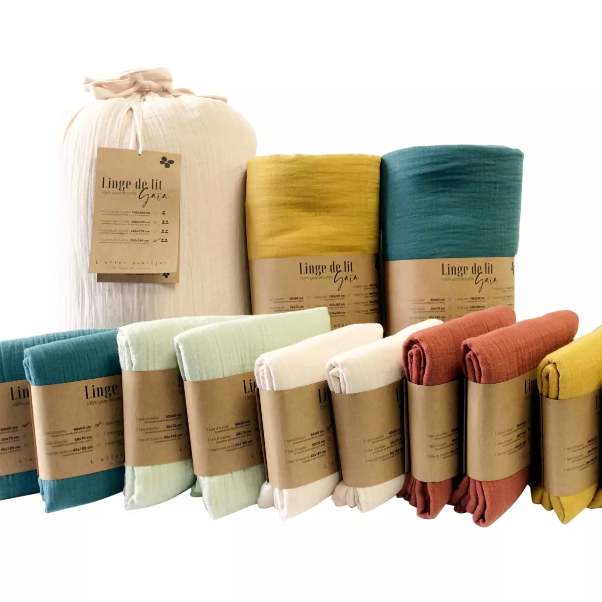 Cubre -somier Gasa de algodón (160 x 200 cm) Gaïa Camel 4