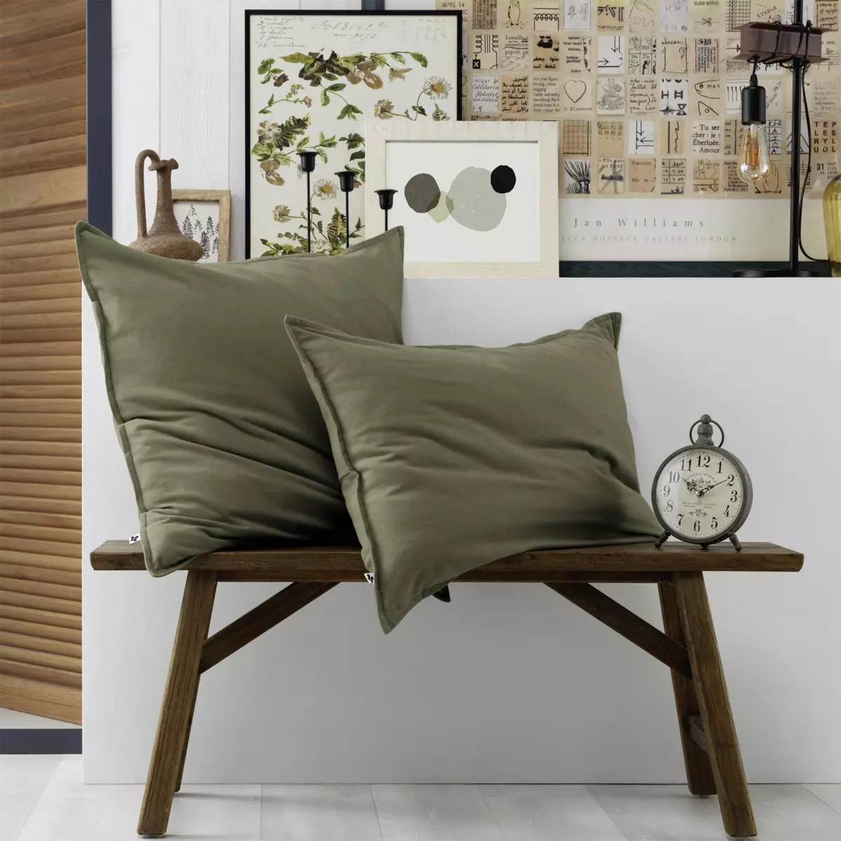 Federa rettangolare flanella di cotone (70 cm) Théa Verde rosmarino 2