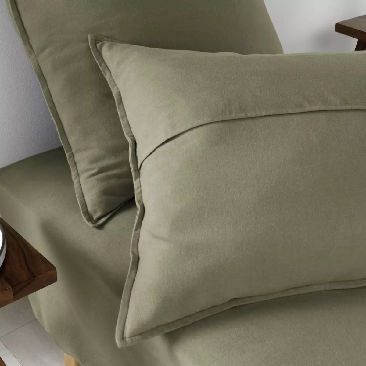 Federa rettangolare flanella di cotone (70 cm) Théa Verde rosmarino 4