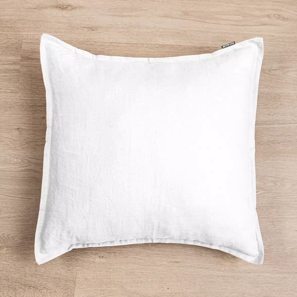 Funda de almohada cuadrada en lino lavado (60 cm) Louise Blanco 1