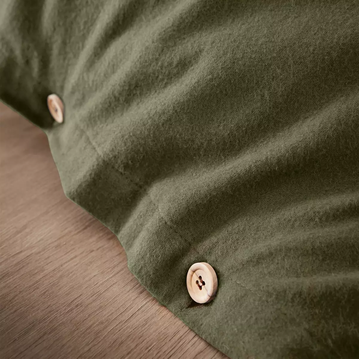 Housse de couette flanelle de coton (140 cm) Théa Vert romarin 3