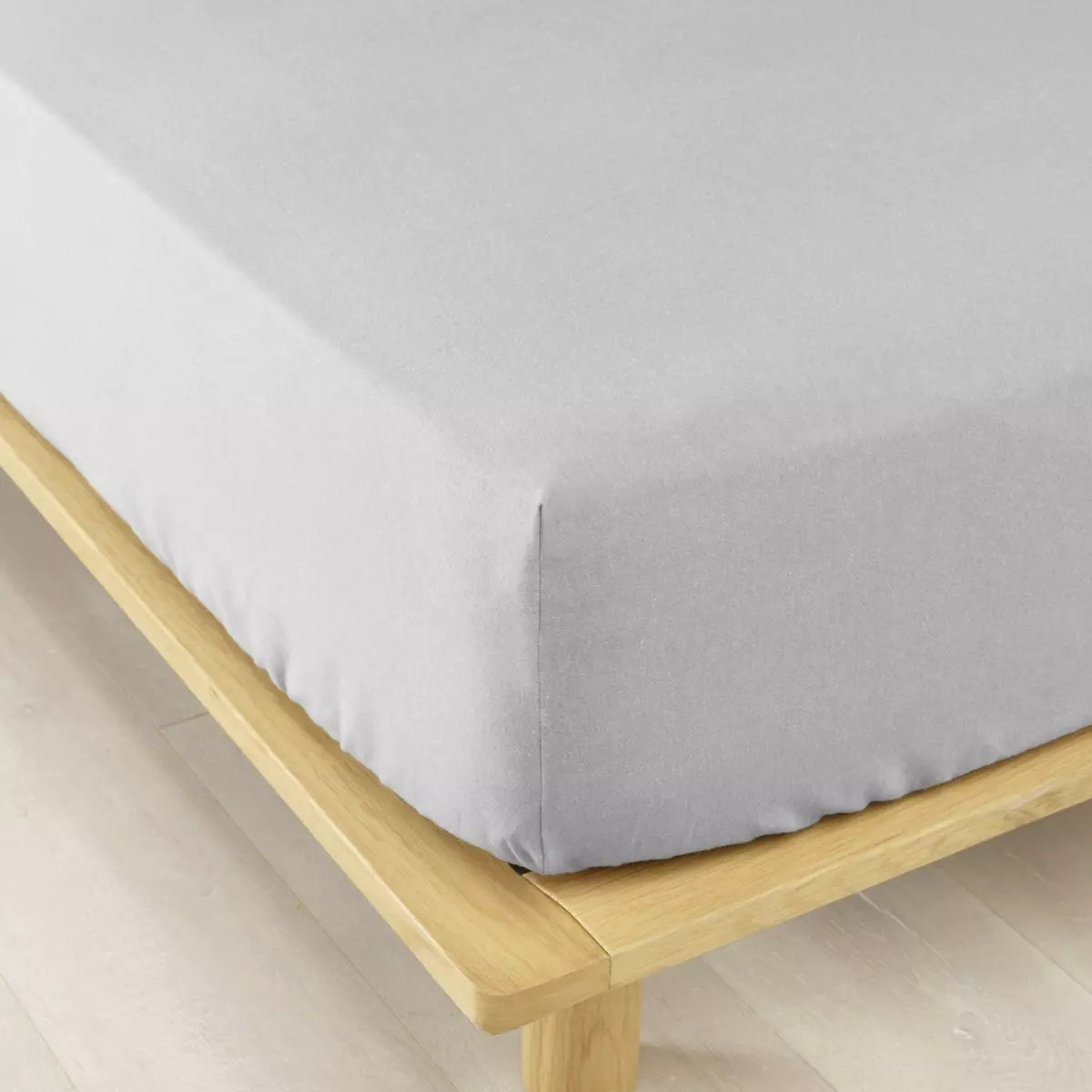 Drap housse flanelle de coton (140 cm) Théa Gris clair 1