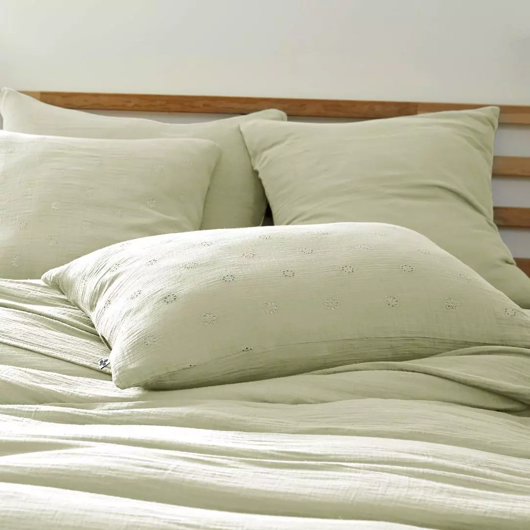 Funda de almohada rectangular de en gasa de algodón  (70 cm) Gaïa Boho Verde tilo 1