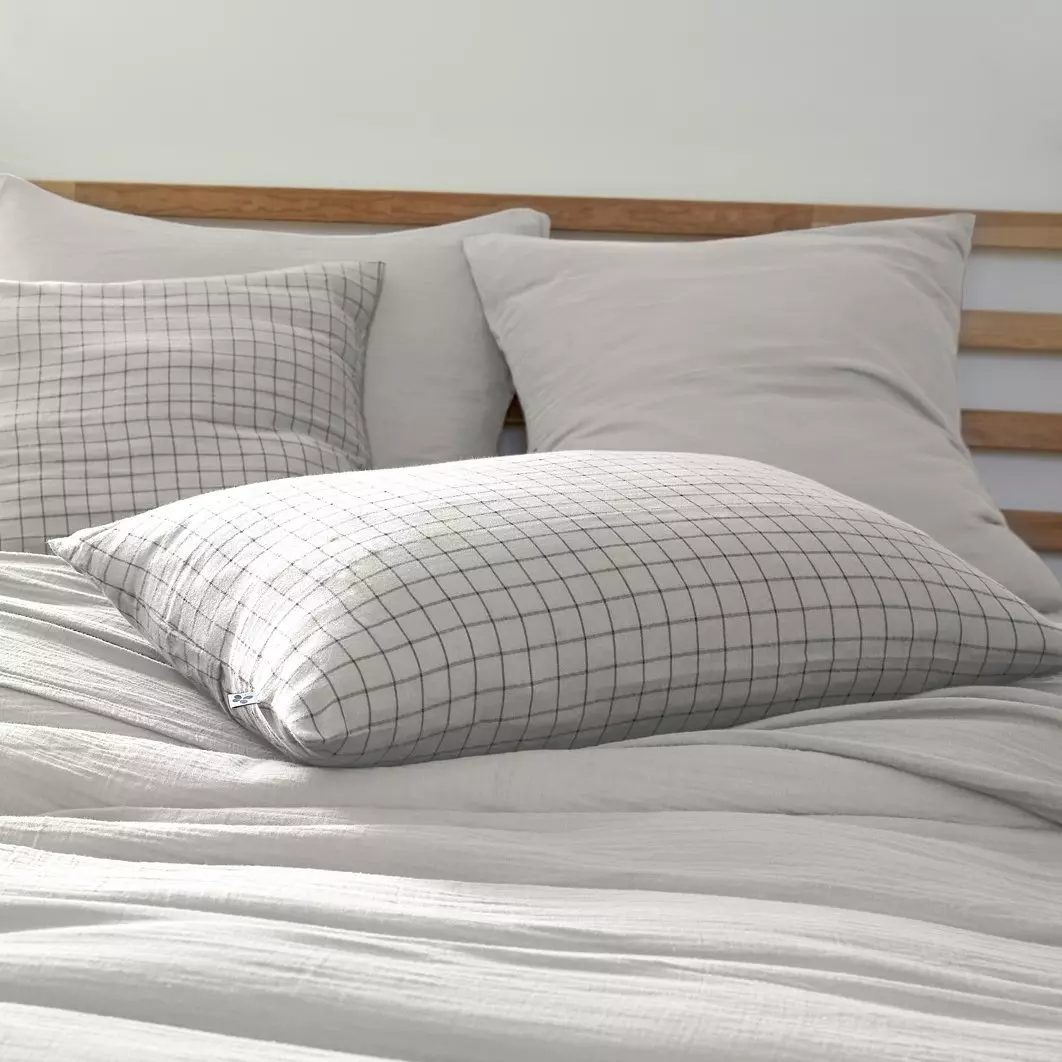 Taie d'oreiller rectangulaire gaze de coton (70 cm) Gaïa Mix Gris nuage 1