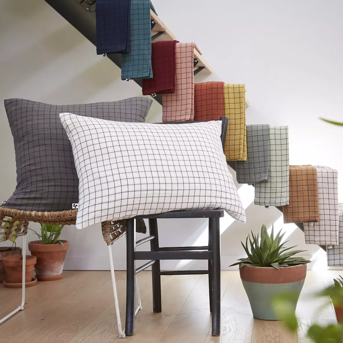 Taie d'oreiller rectangulaire gaze de coton (70 cm) Gaïa Mix Gris nuage 4