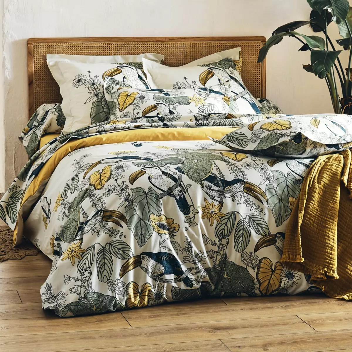 Housse de couette coton lavé (200 cm) Toco Verte 1