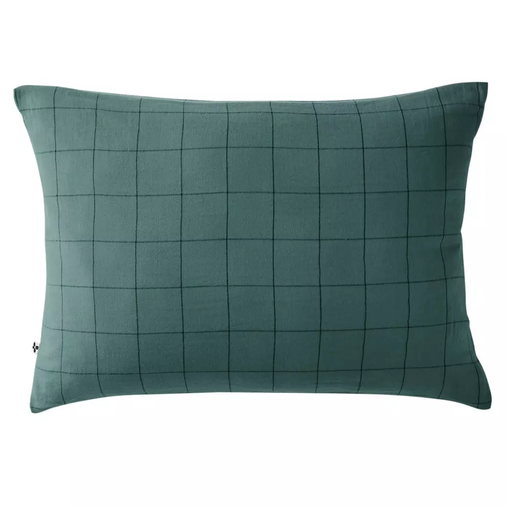 Taie d'oreiller carrée gaze de coton (60 cm) Gaïa Match Bleu canard 2