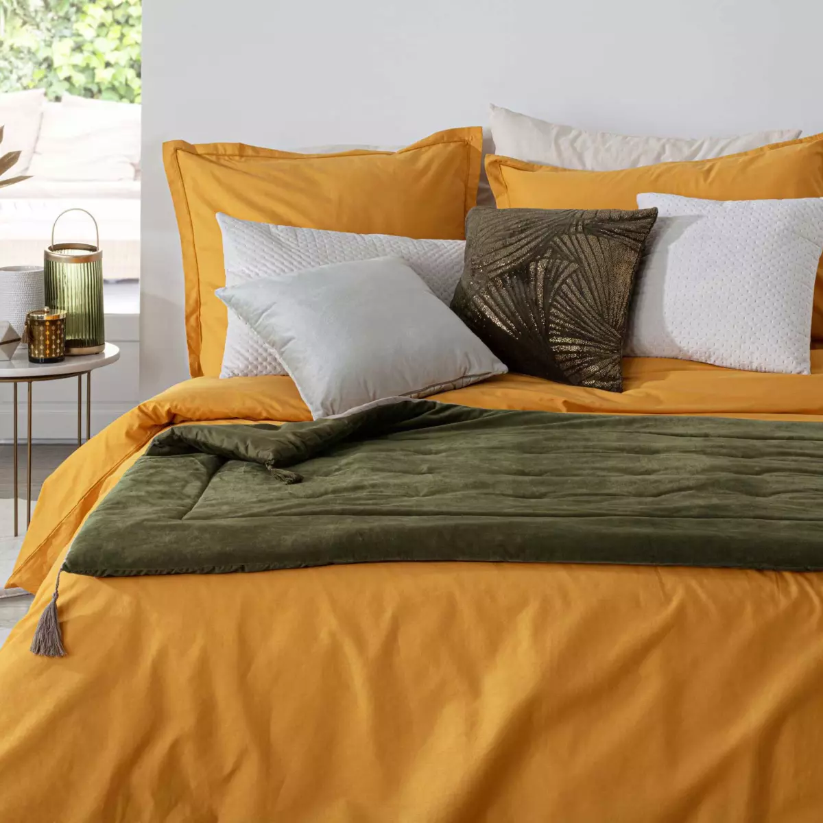 Runner letto velluto (80 x 180 cm) Sonia Verde cachi 1