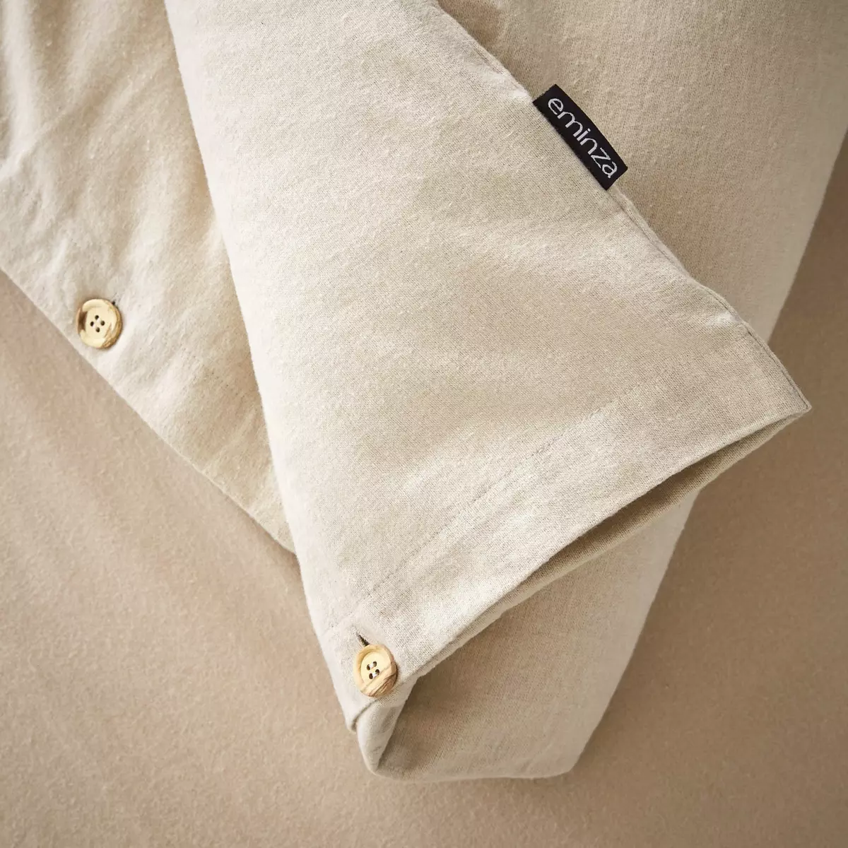 Housse de couette flanelle de coton (260 cm) Théa Beige 3