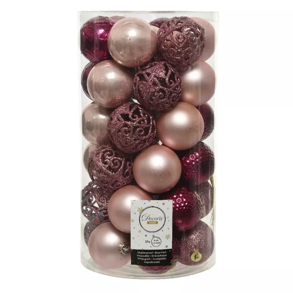 37er Set Weihnachtskugeln (D60 mm) Alpine Altrosa 1