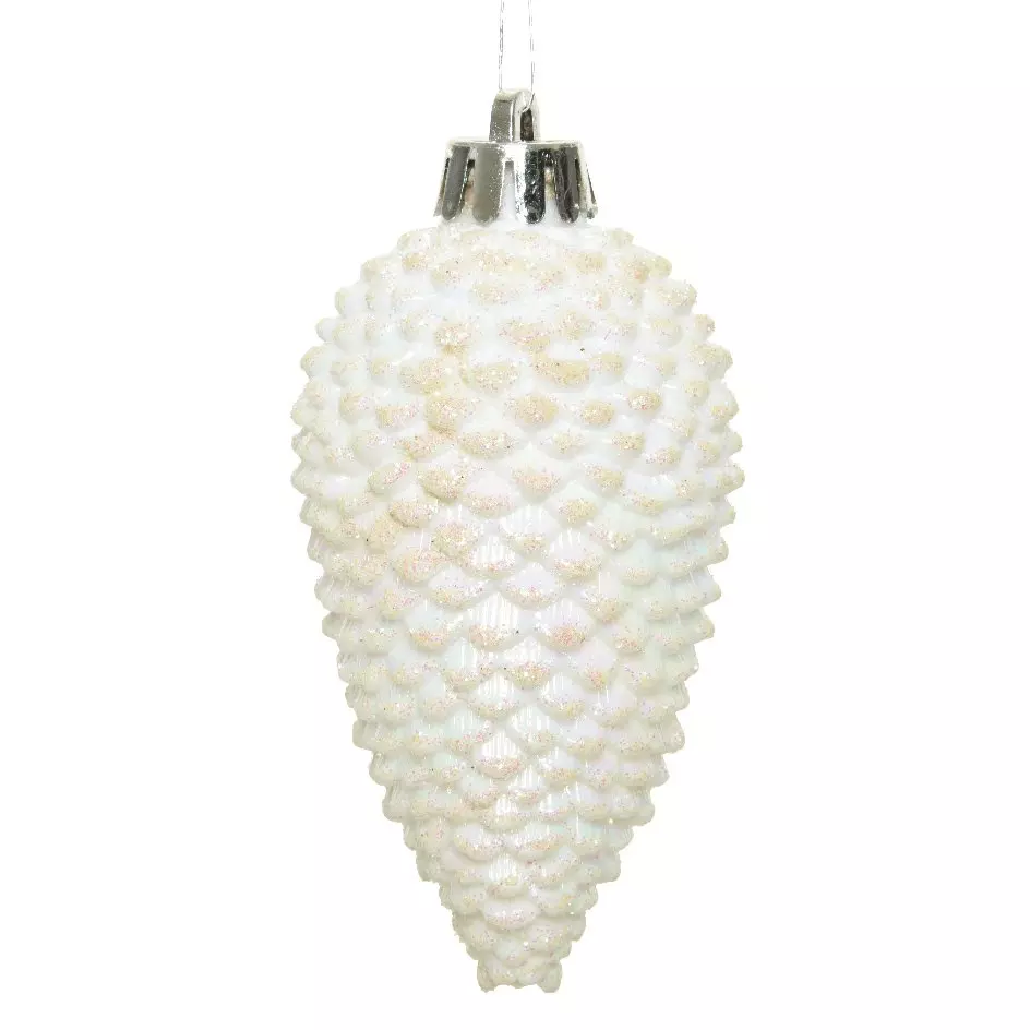 Lot de 6 pommes de pin à suspendre Alpine Blanc irisé 1