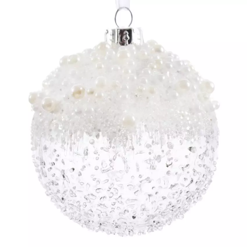 Lot de 3 boules de Noël en verre (D80 mm) Mouchetée Blanc irisé  2