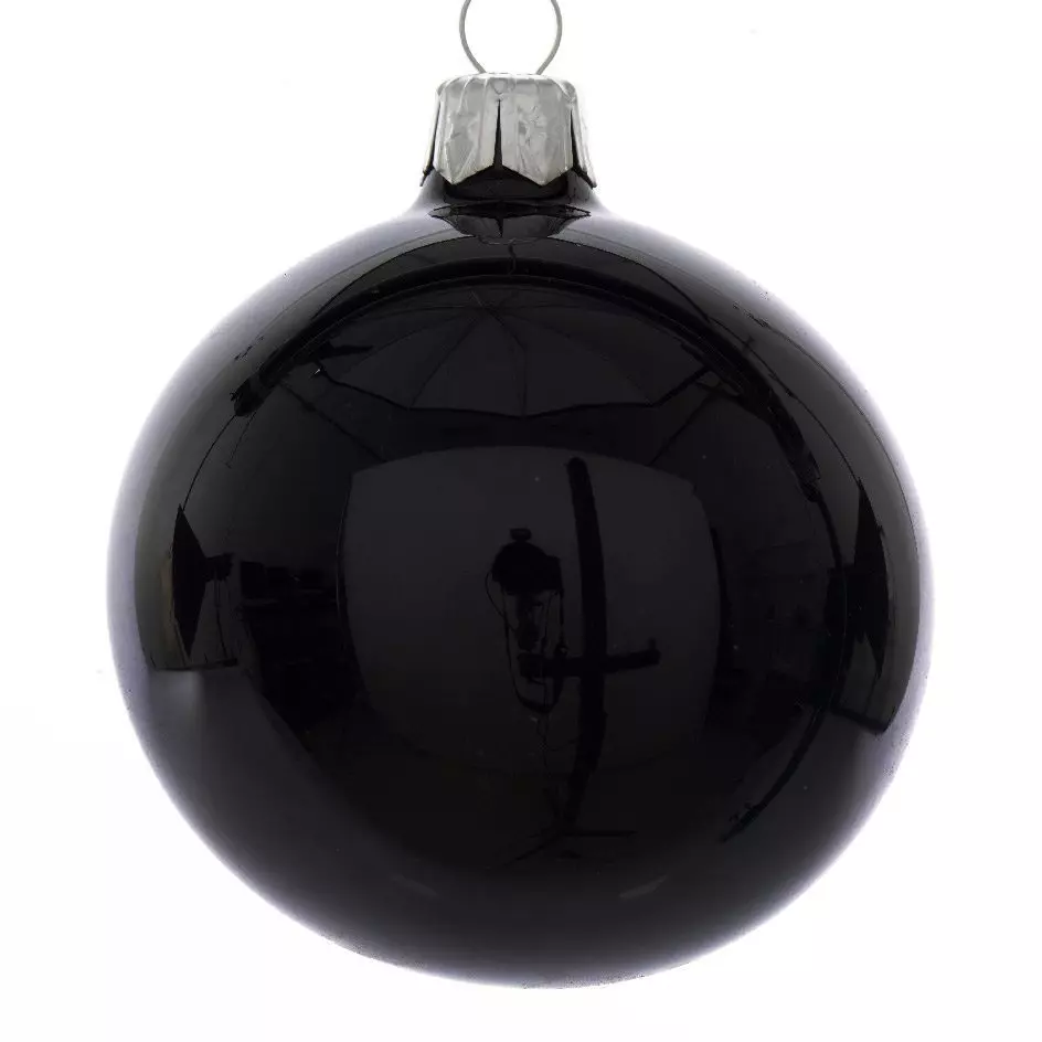 Lotto di 6 palline di Natale di vetro (D80 mm) Arctique brillanti Nero 2