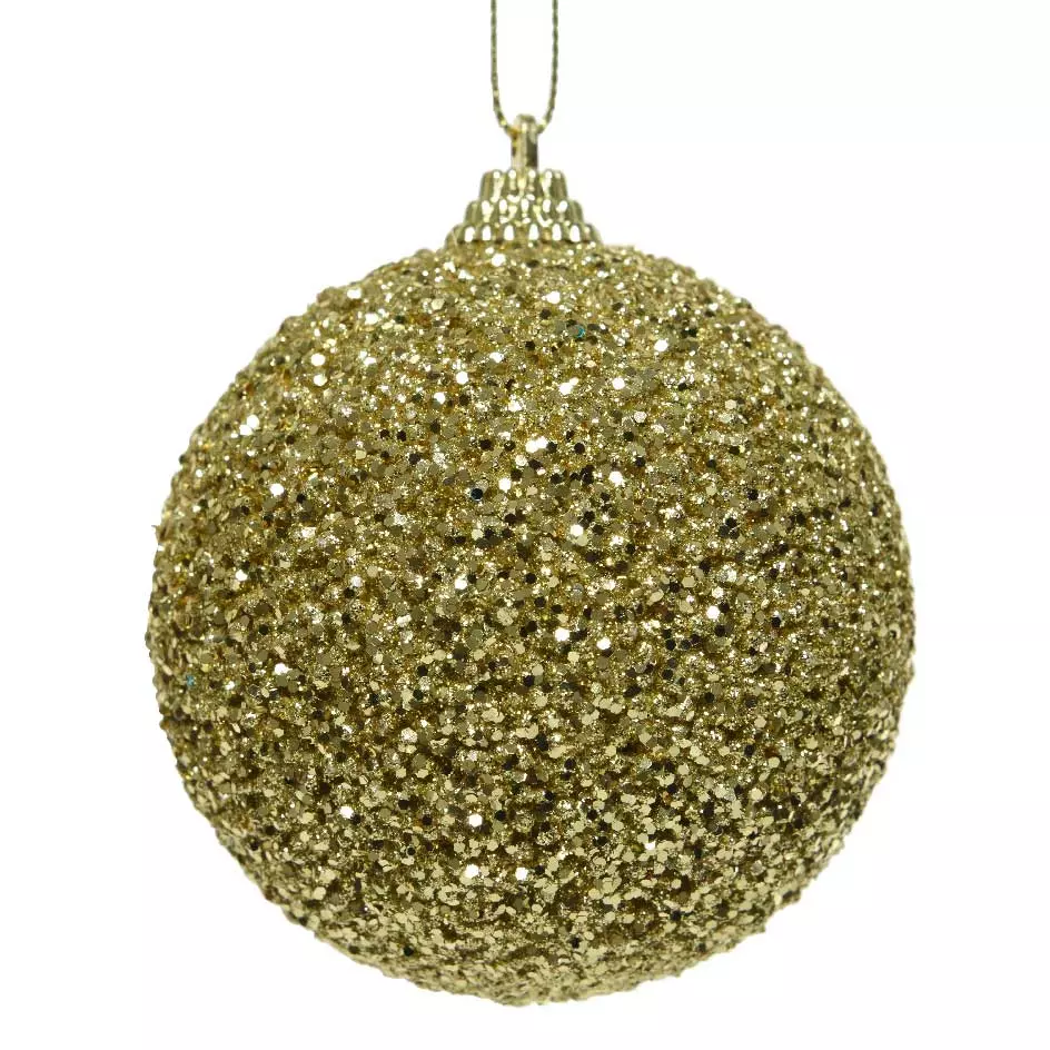 Lotto di 6 palline di Natale di vetro (D80 mm) Perline Oro 2
