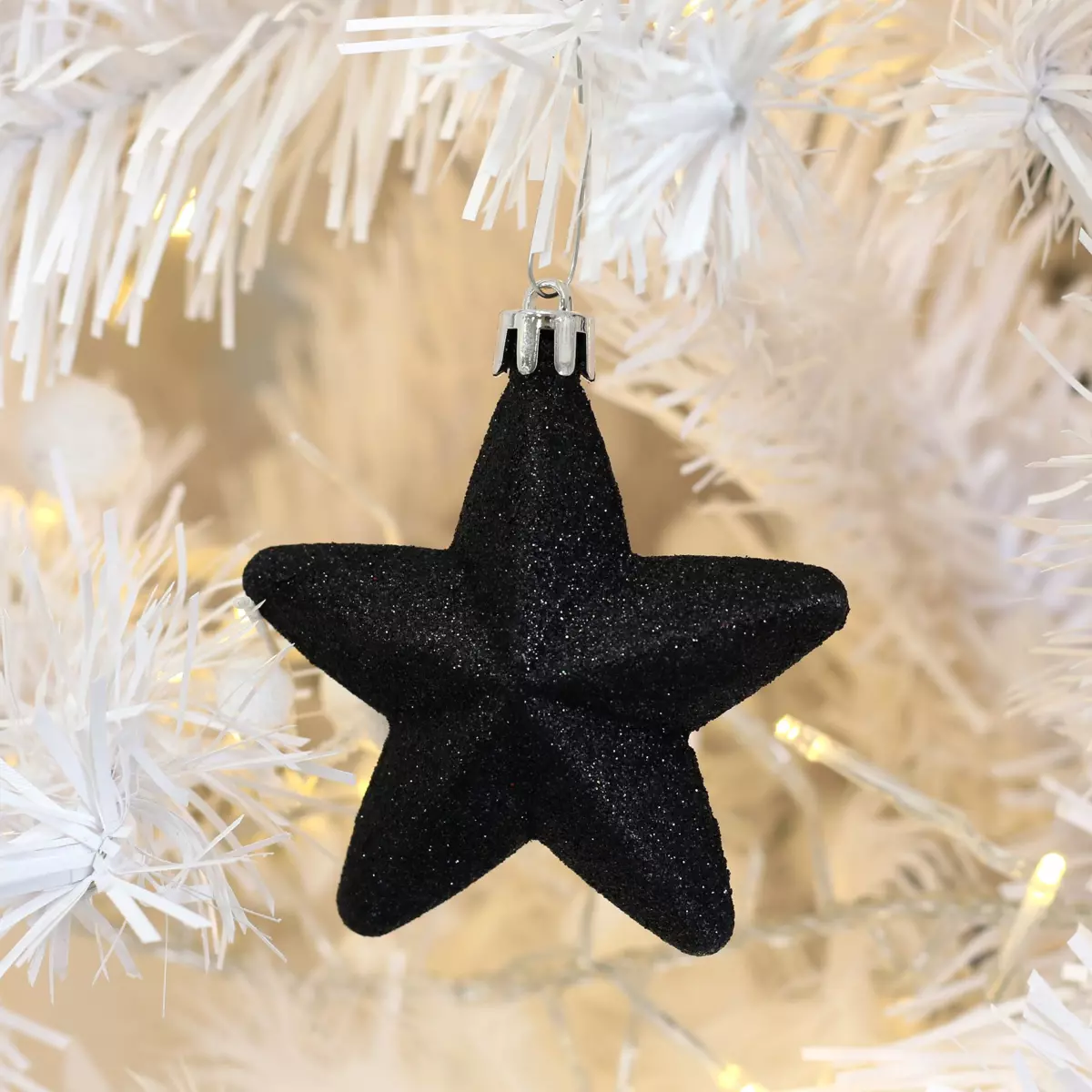 Confezione di 6 stelle di Natale da appendere Alpine Nero 2