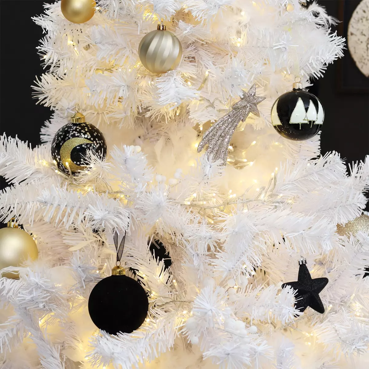Confezione di 6 stelle di Natale da appendere Alpine Nero 3