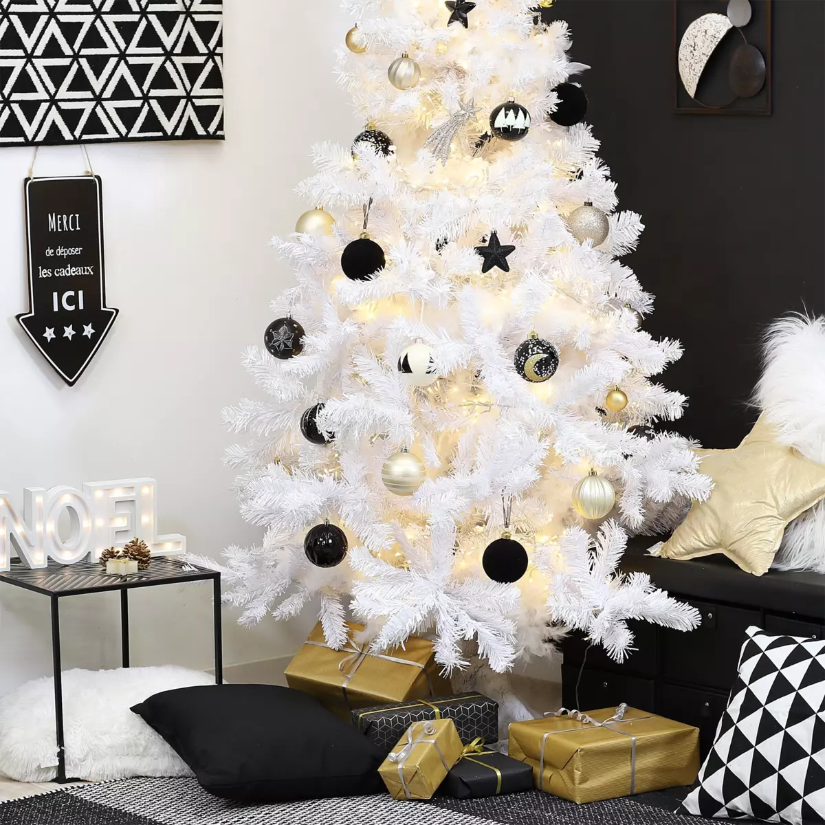 Confezione di 6 stelle di Natale da appendere Alpine Nero 4