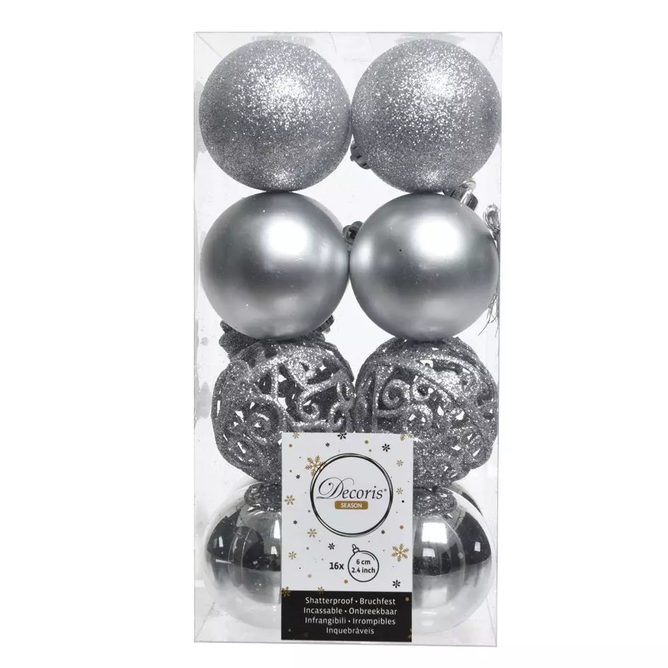 Lot de 16 boules de Noël (D60 mm) Alpine multi Argent 1