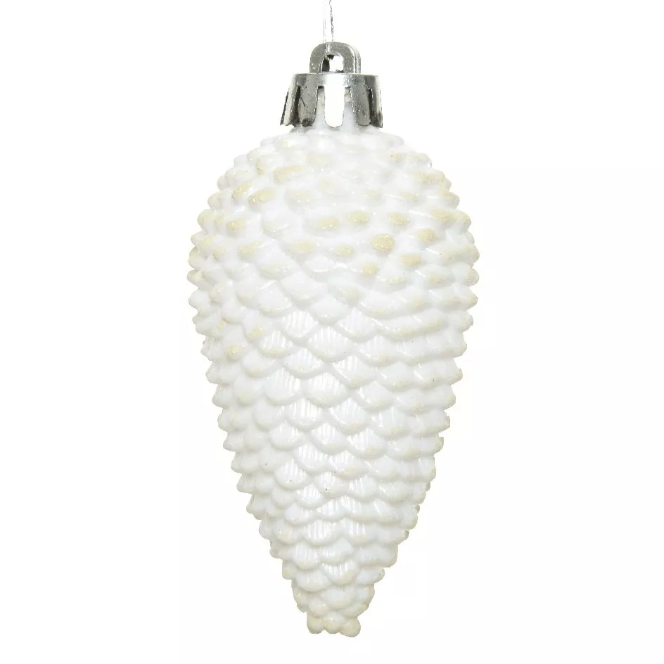 Set van 6 dennenappels Alpine Wit