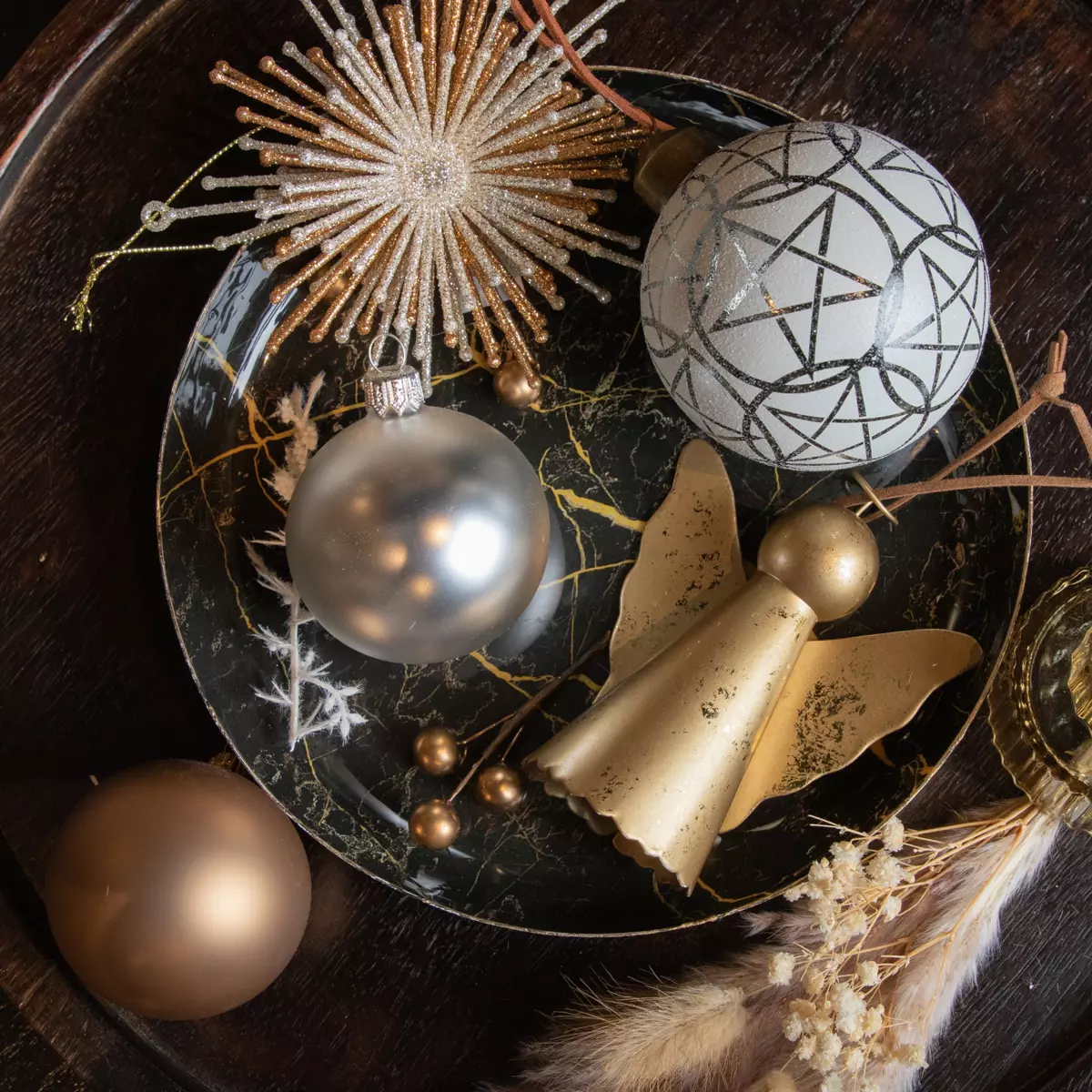 3er Set Weihnachtskugeln (D80 mm) aus Glas Vril Weiß 2