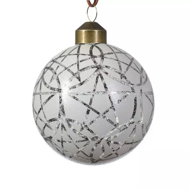 3er Set Weihnachtskugeln (D80 mm) aus Glas Vril Weiß 3