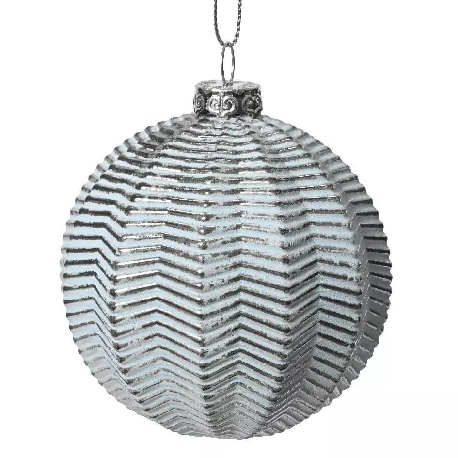 12er Set Weihnachtskugeln (D80 mm) Onduly Blau 2