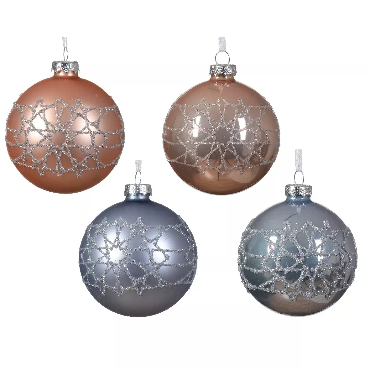 Lot de 12 boules de Noël (D80 mm) en verre Lazy Bleu vaporeux 1