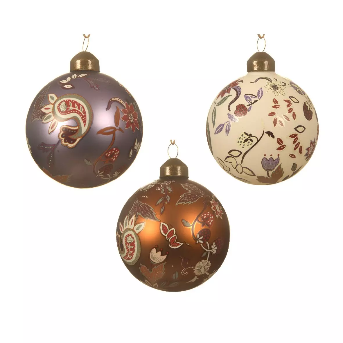 3er set Weihnachtskugeln aus Glas (D80 mm) Fily Zimtbraun  3