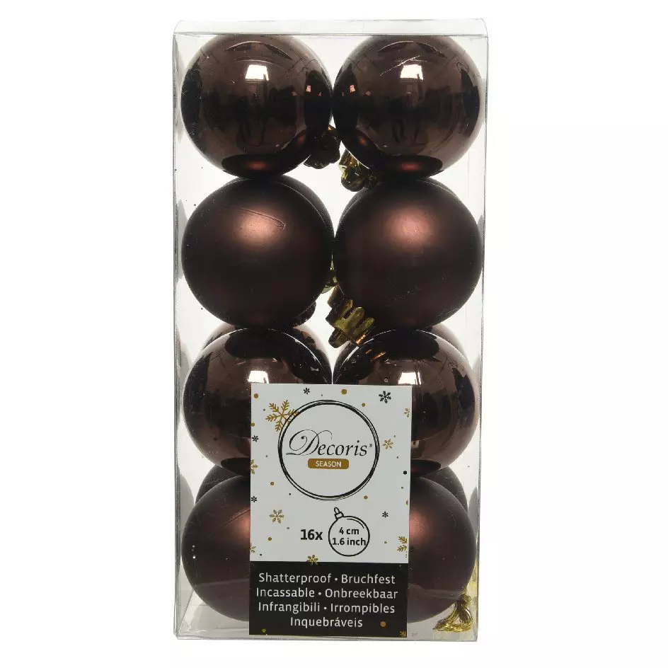 Lot de 16 boules de Noël (D40 mm) Alpine Marron foncé 1