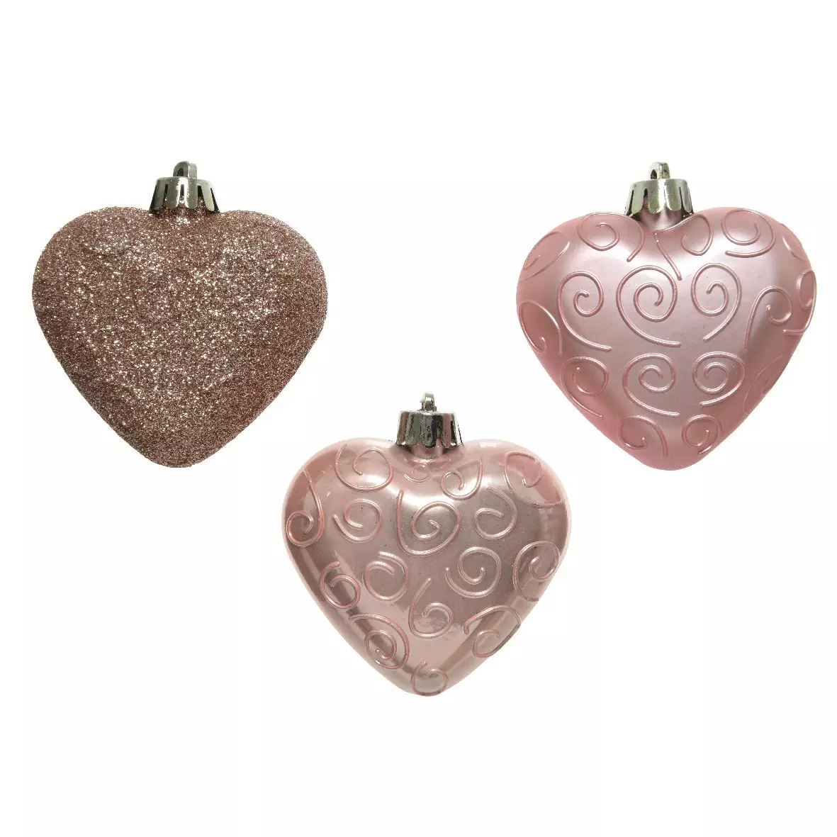 Confezione di 6 cuori di Natale Alpine Rosa cipria 1